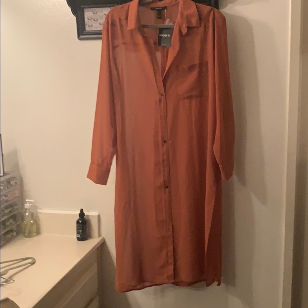 Forever 21 Rust Orange Cover Up/Kimono Size Large